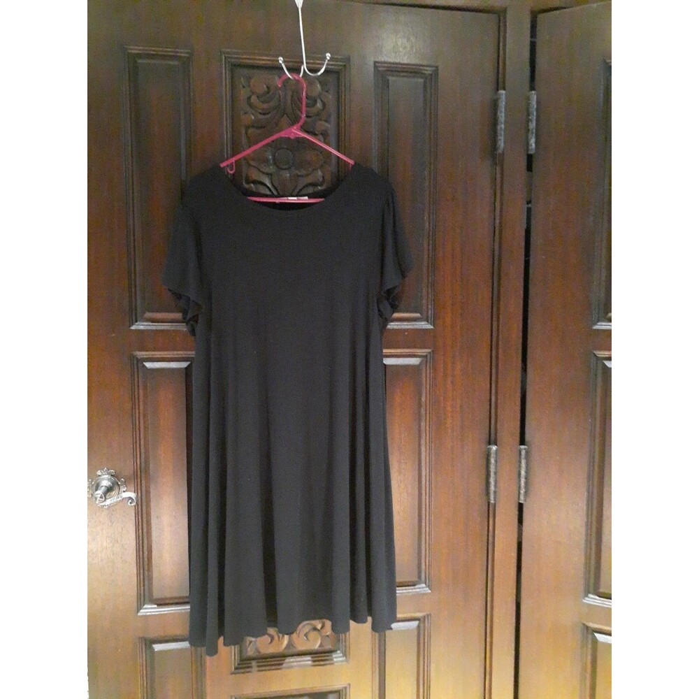 Loft Maternity Dress Black Soft Knit Rayon Spandex Size L LM Short Tulip Sleeve